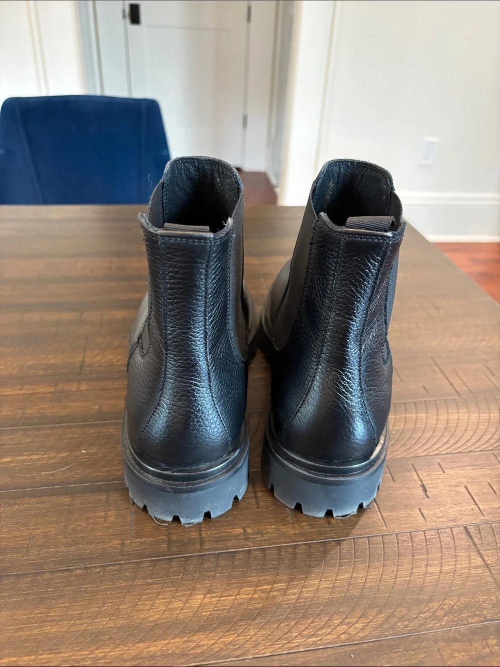 Comptoir Des Cotonniers Black Leather Chelsea Lug Boots